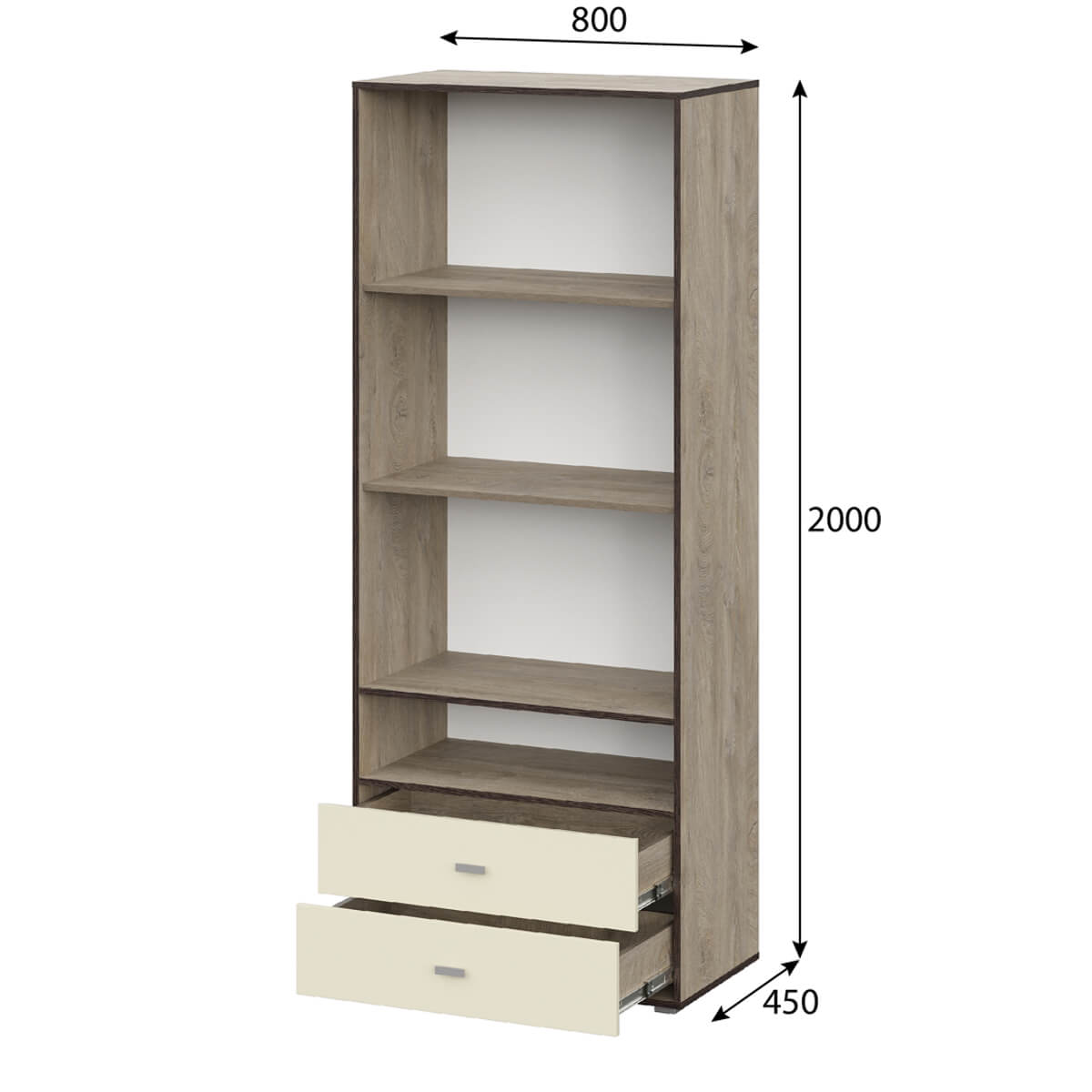 МС "Этна" Шкаф двухстворчатый (шк1) АБ (Дуб Эндгрейн/Алебастр)