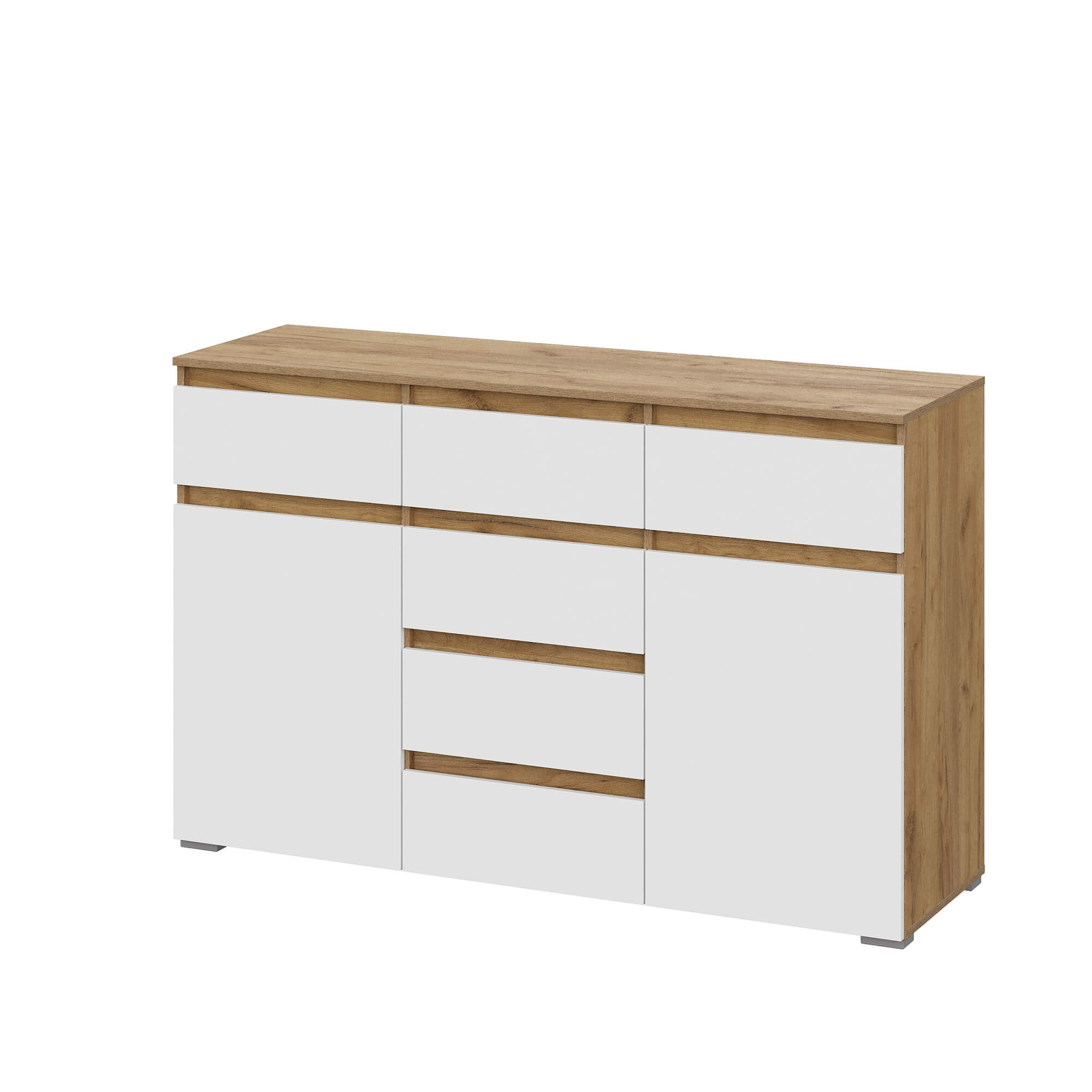 Люмо Комод КМ 05 (6 ящиков) дуб крафт золотой/белый