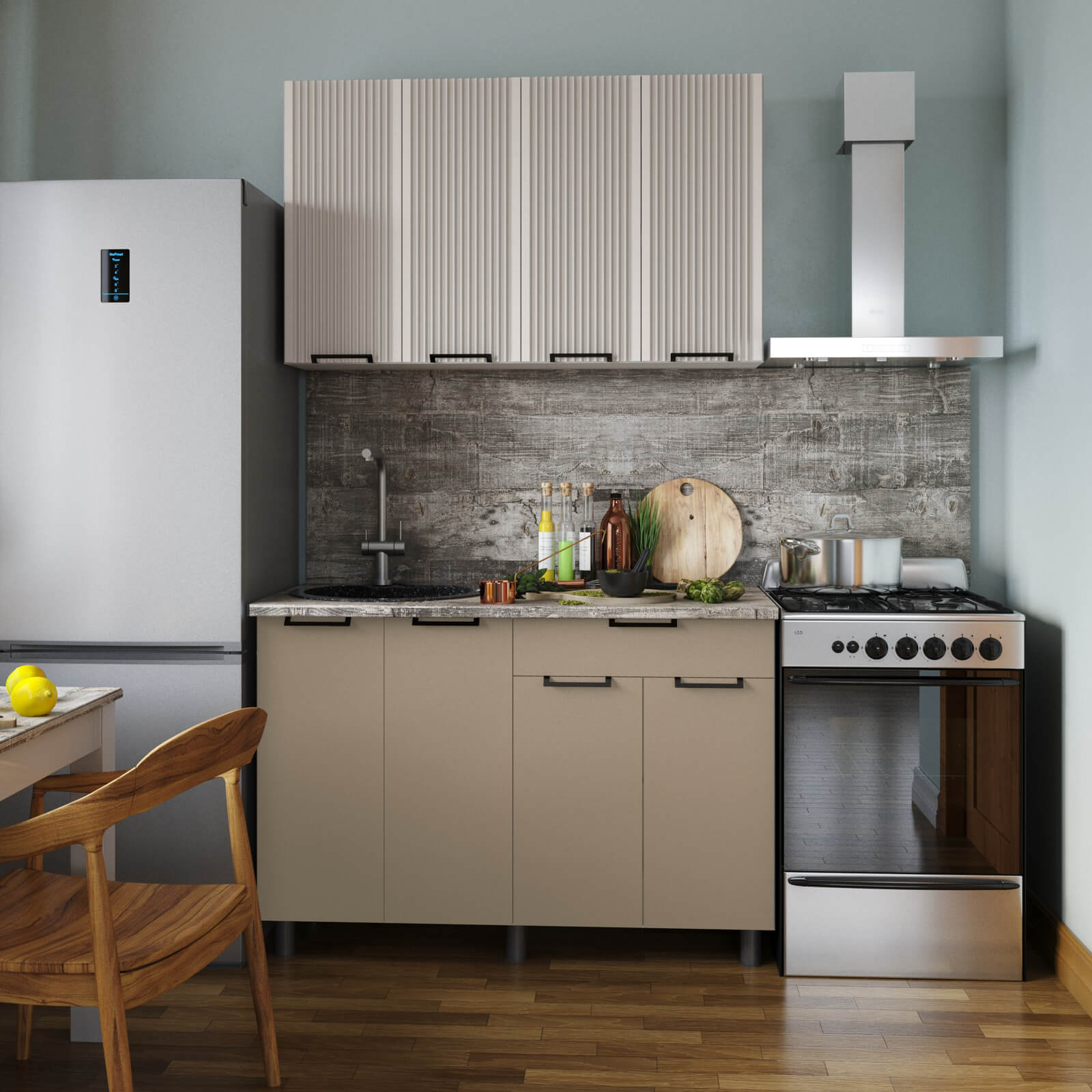 "Кампео Лайт комби Готовое решение" 1,2 м белый/сантьяго софт/кофе софт