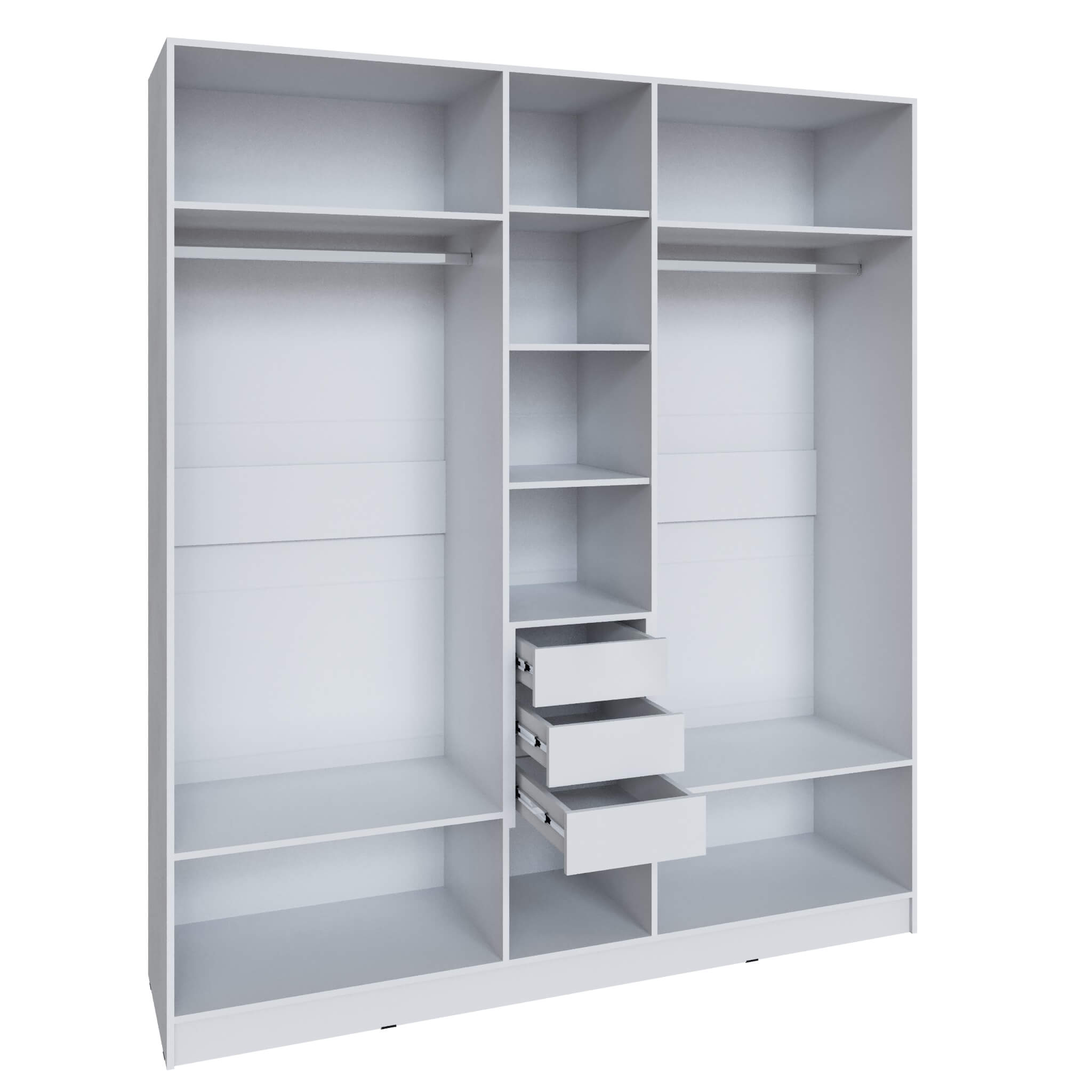 Шкаф Мадрид (2,0) с 3 ящ. внутри с зеркалом белый/ателье светлое