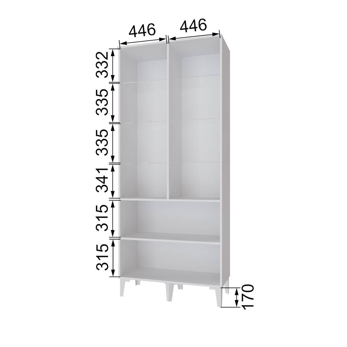 Гостиная Толедо Шкаф-витрина ТШ-3 белый