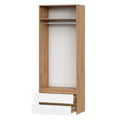 МС "Некст 1" Шкаф двухстворчатый с ящиками Дуб Золотой/Белый