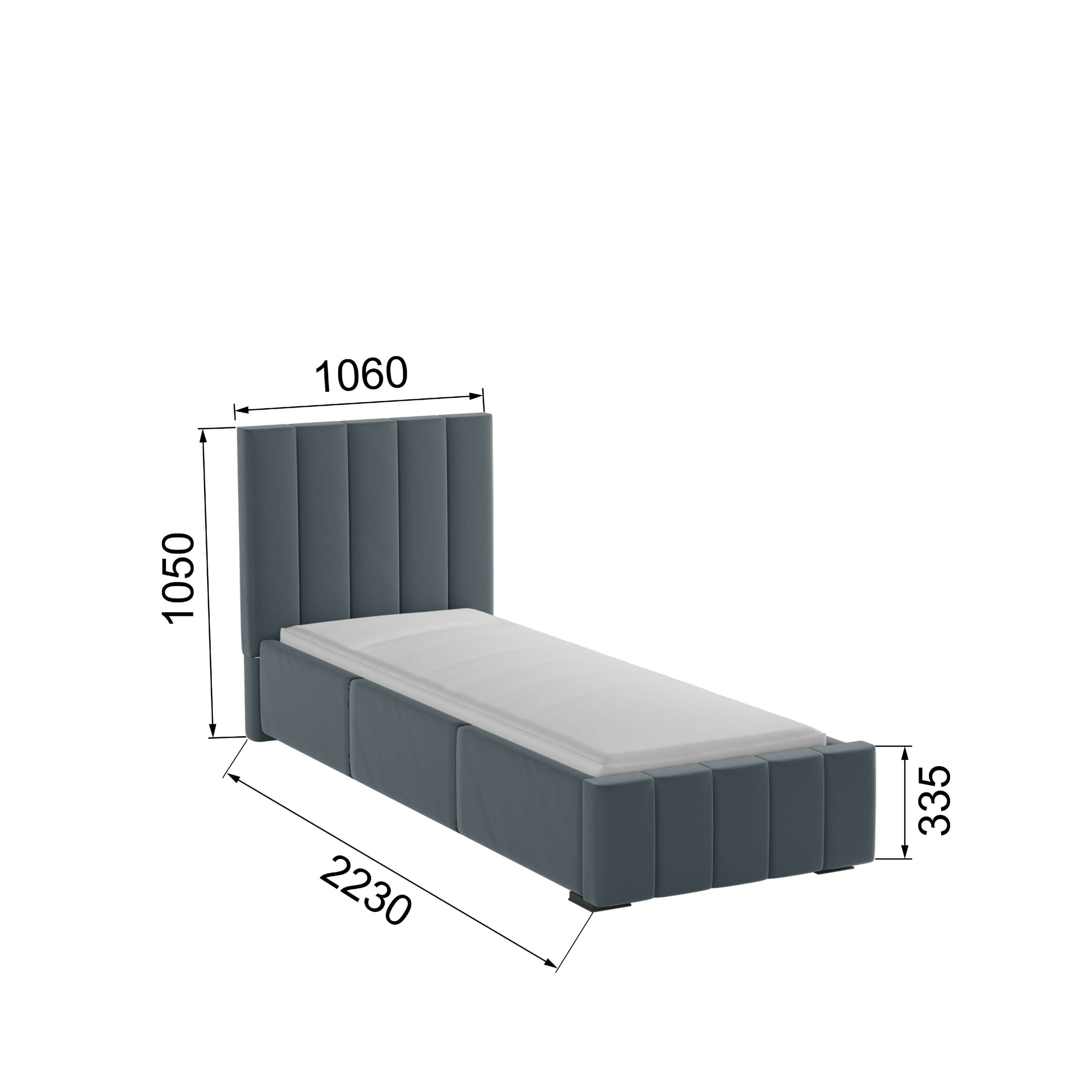 Корпус Нега интерьерной кровати (0,9м) серый