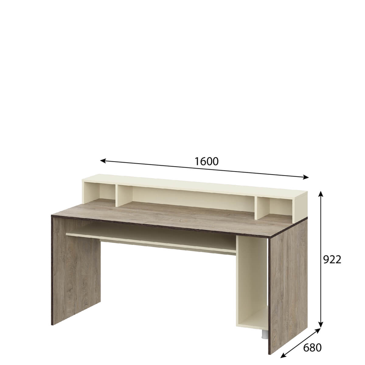 МС "Этна" Стол компьютерный (ст2) АБ (Дуб Эндгрейн/Алебастр)