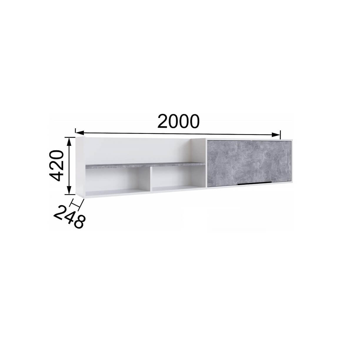 Гостиная Малави Полка навесная МПН-2 ателье светлое/белый глянец