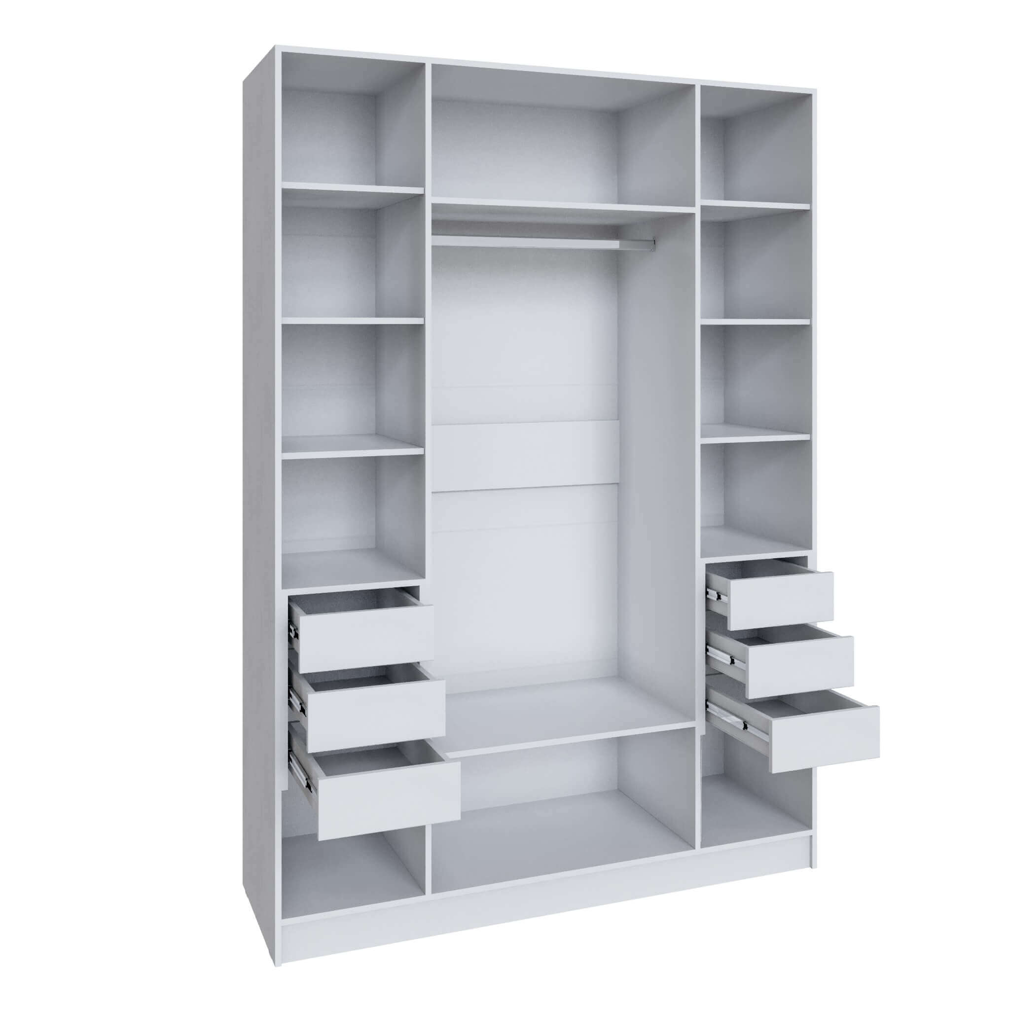 Шкаф Мадрид (1,6) с 6 ящ. внутри с зеркалом белый