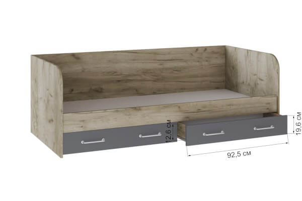 Спальня Колибри Лофт кровать с ящиками дуб крафт серый/графит серый+камень серый