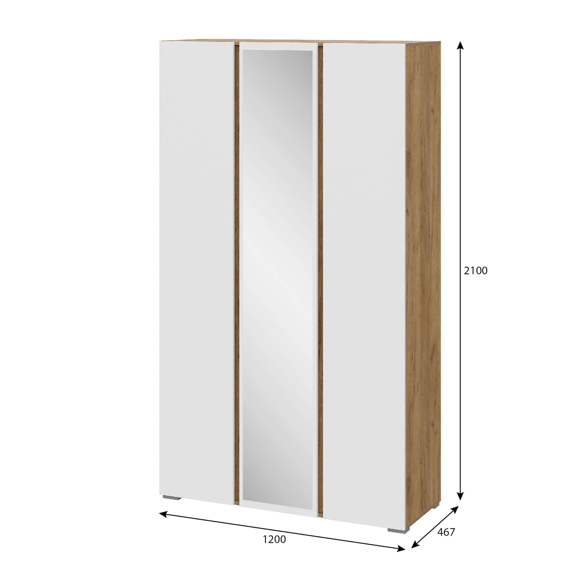 Люмо Шкаф с зеркалом ШК 02 дуб крафт золотой/белый