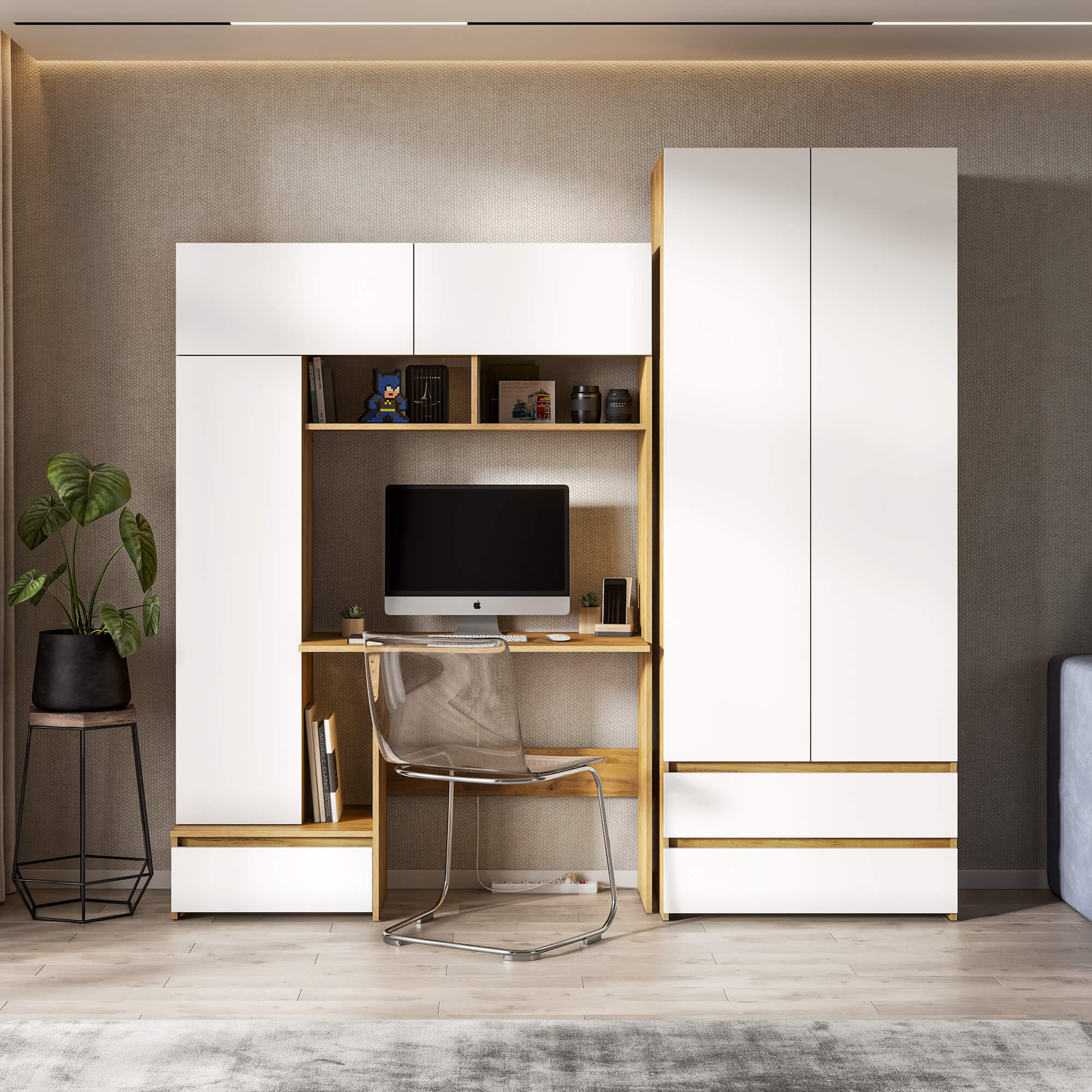 МС "Некст 1" Стол компьютерный Дуб Золотой/Белый