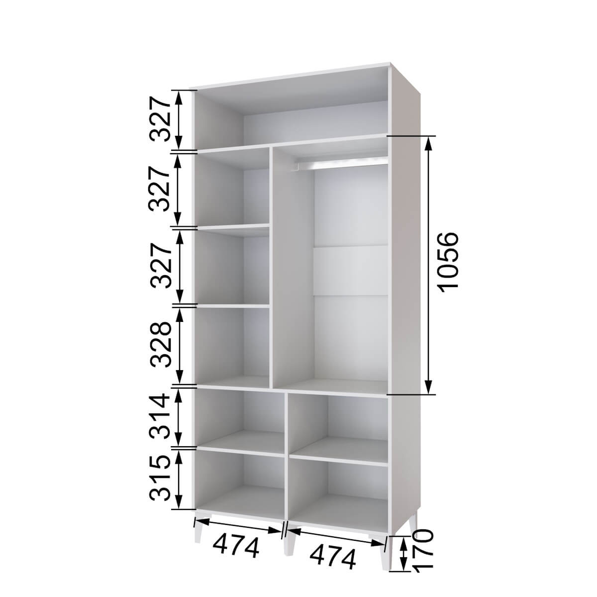 Спальня Толедо Шкаф 2-х ств. (4 фасада) ТШ-22 белый