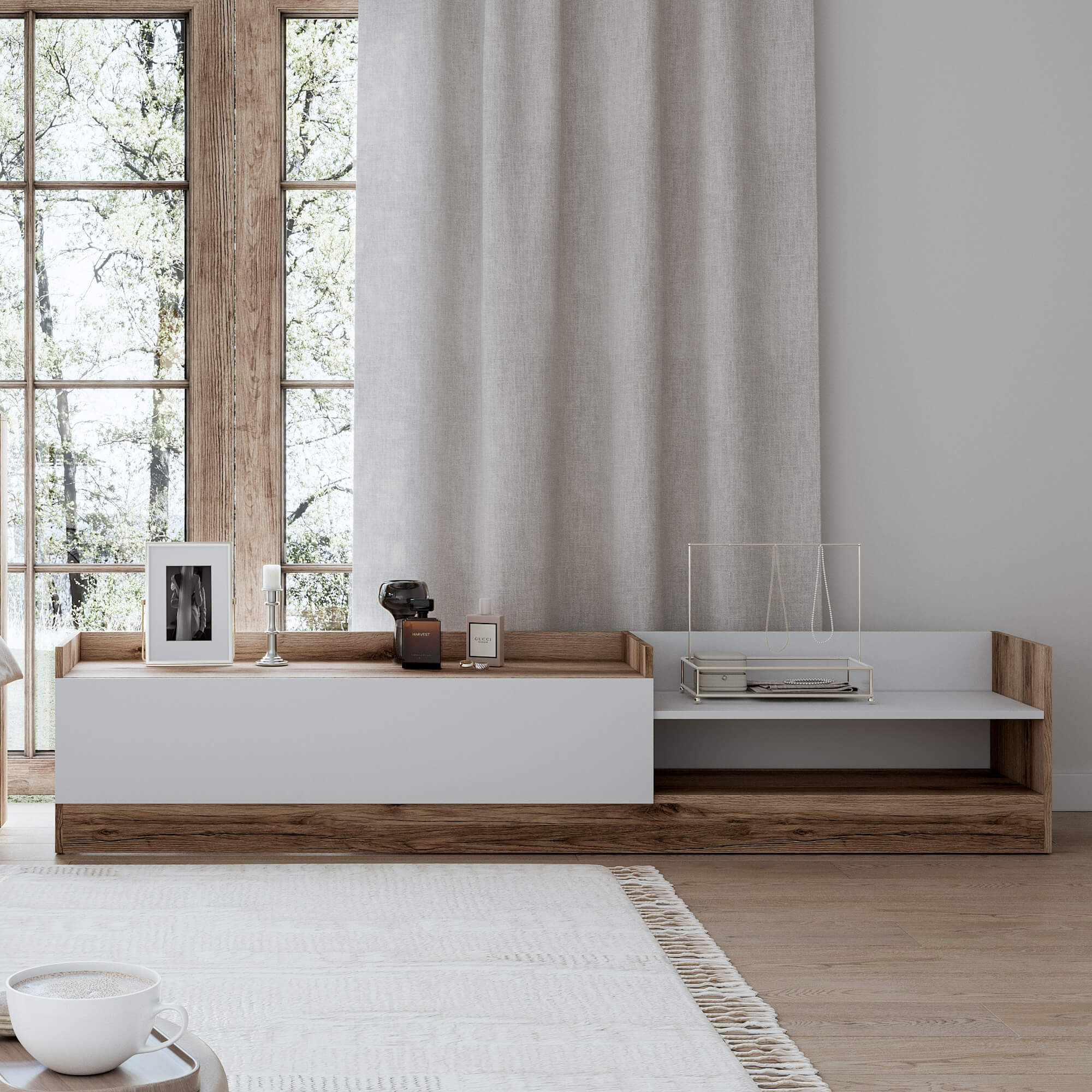 МС "Брауни" Тумба для телевидеоаппаратуры Дуб Делано/Белый