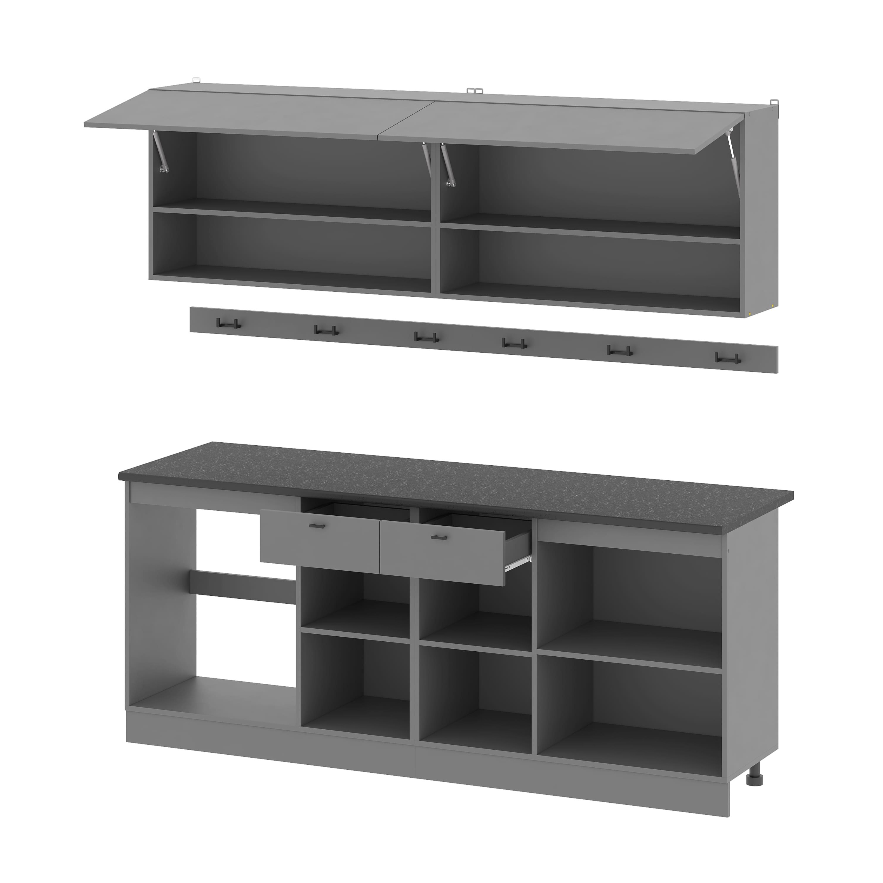 Кухонный Гарнитур "Энни" (2,0 м) Графит серый/Черный