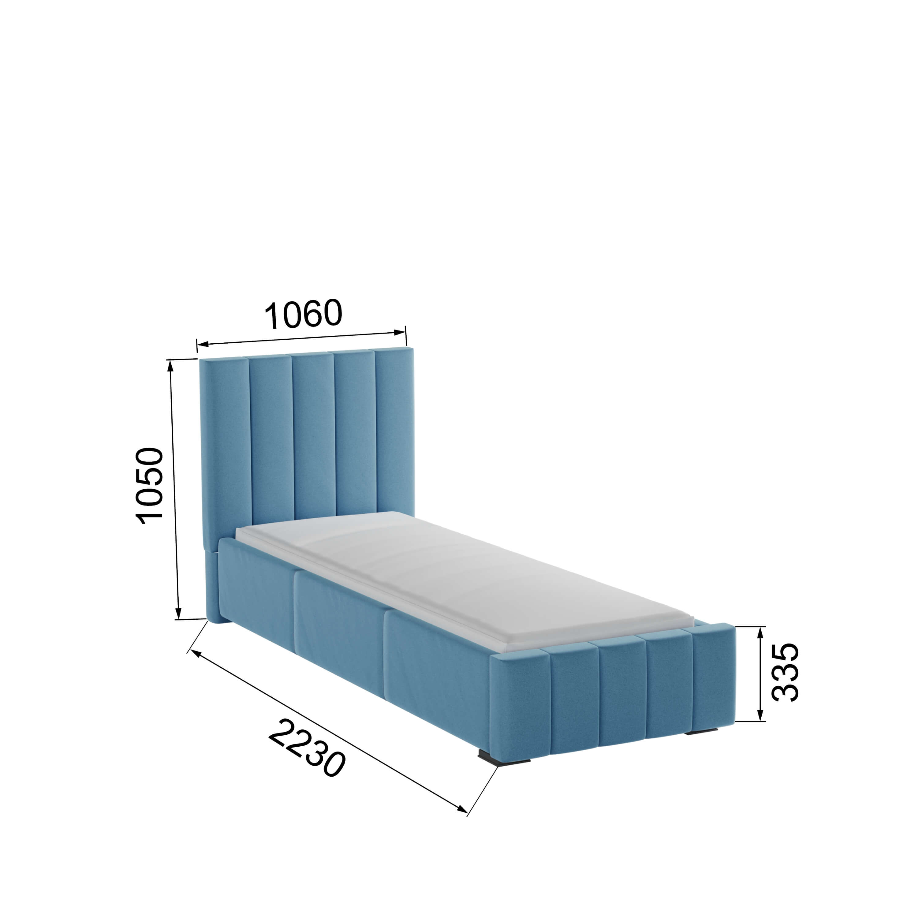 Корпус Нега интерьерной кровати (0,9м) светло-голубой