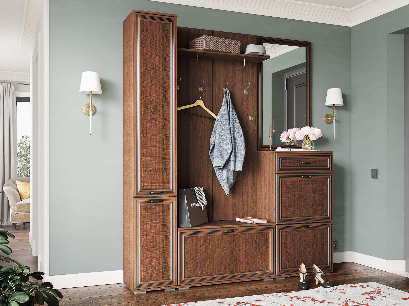 Прихожая Ливорно Вешалка ЛВ-31 орех донской