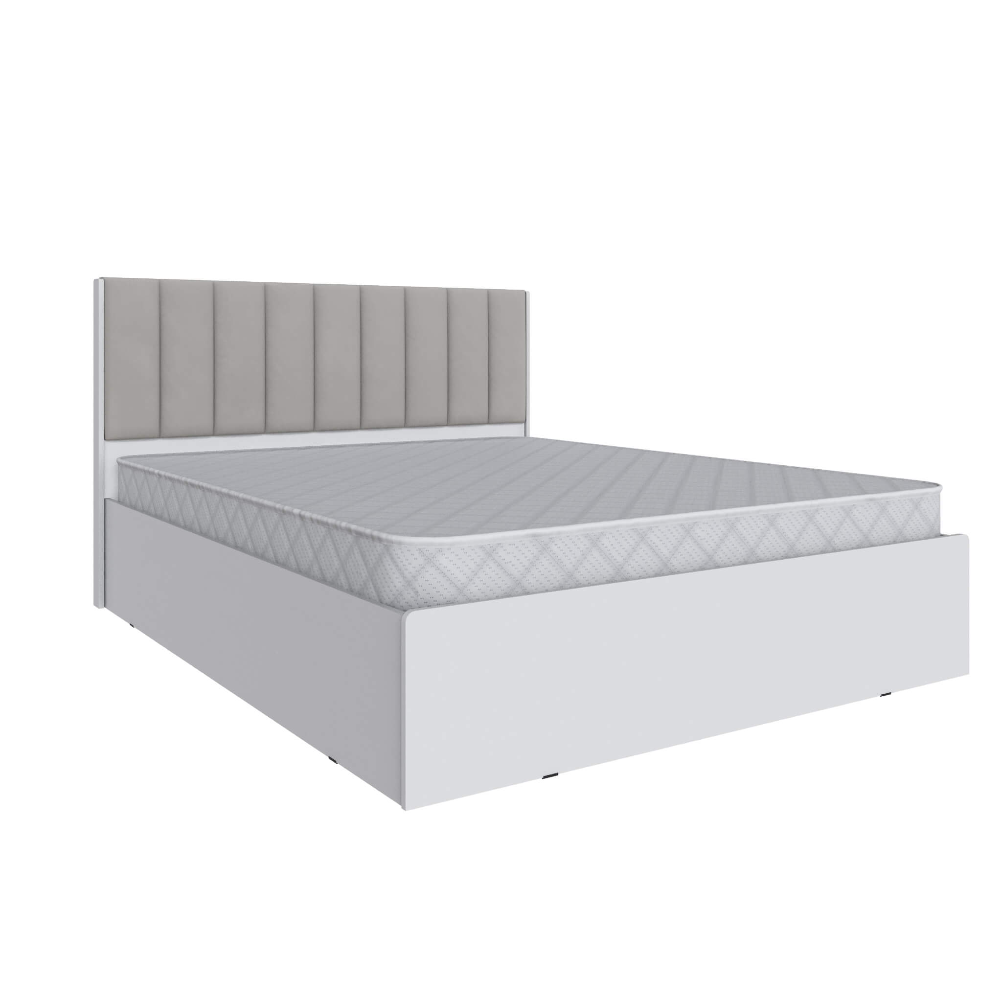 Спальня Мадрид кровать МД-2, МД-3 (1,6) мягкое изголовье Волна светло-серый