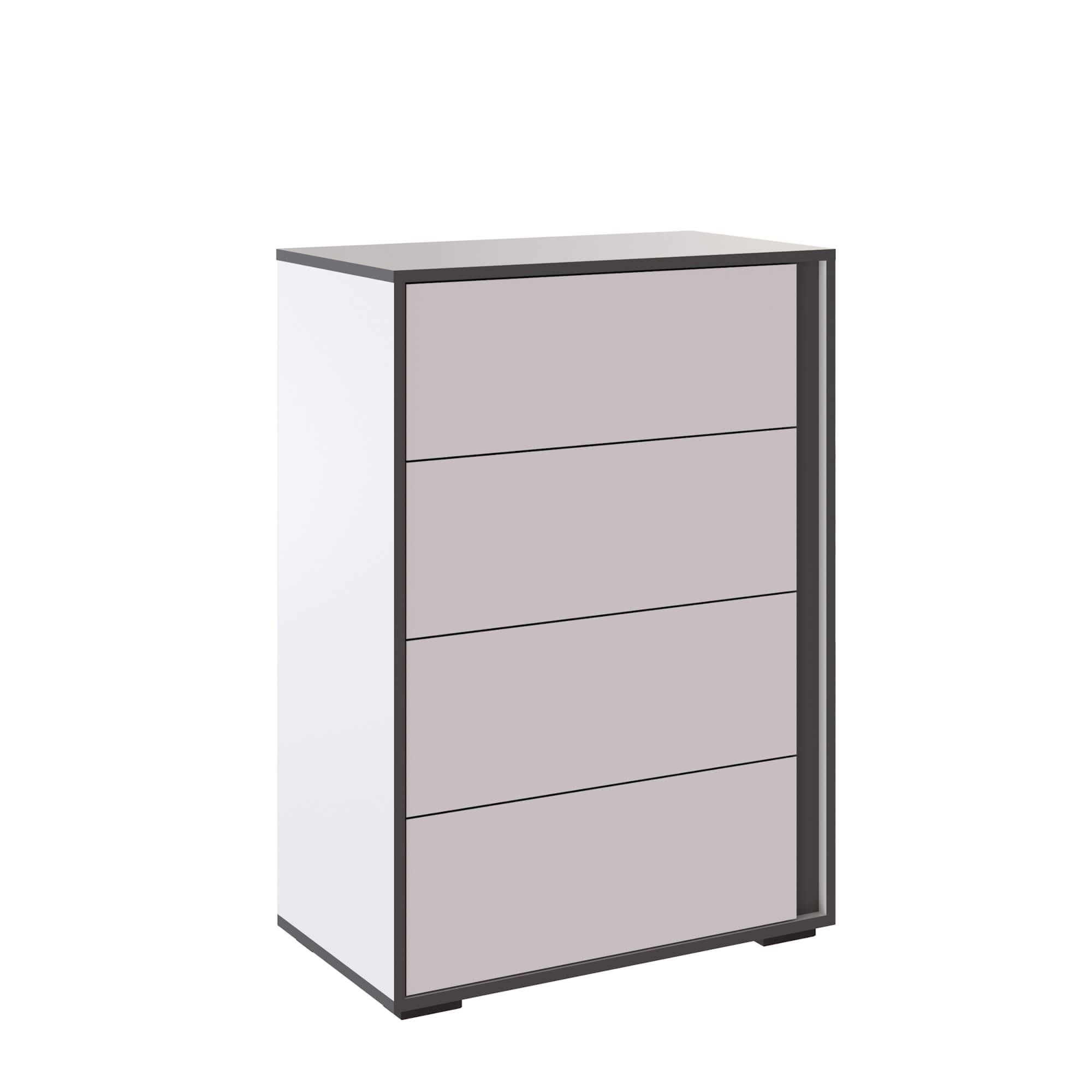 Спальня Асцелла Комод белый/графит серый