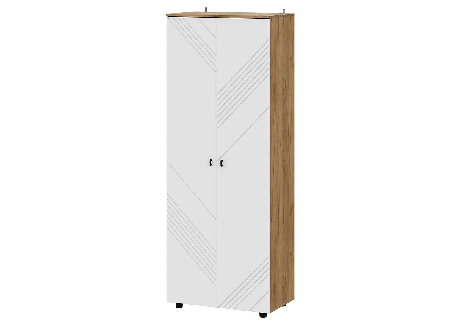 МС "Байкал" Шкаф двухстворчатый (комбинированный) (SAFE) Дуб Золотой/Белый матовый МР