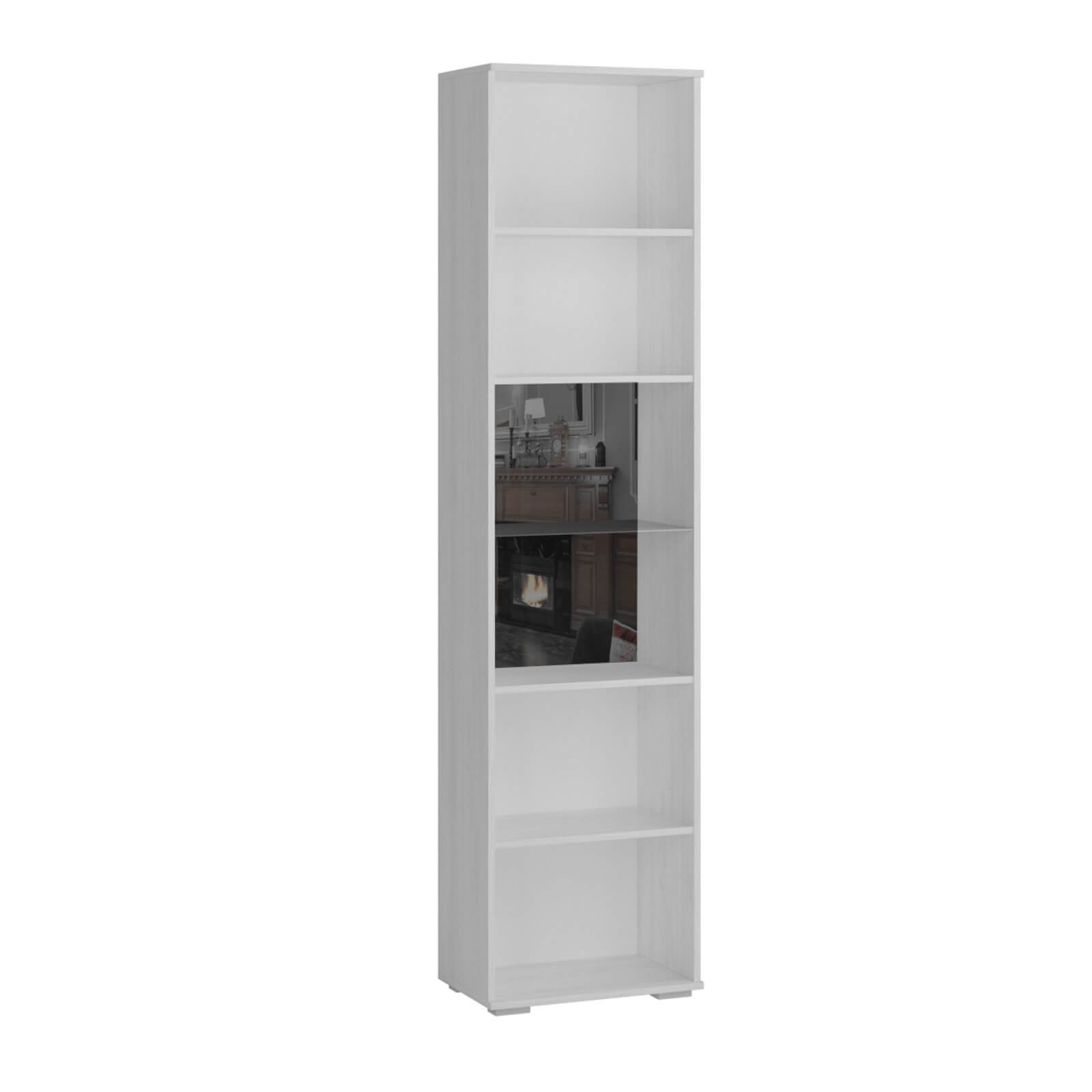 Гостиная Ливорно Пенал с витриной ЛШ-5 ясень анкор светлый патина серебро