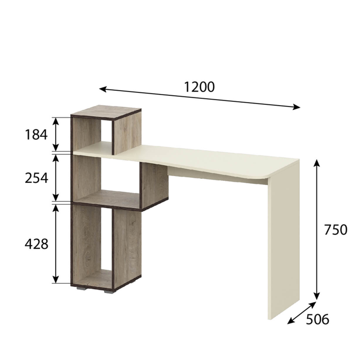 МС "Этна" Стол письменный (ст1) АБ (Дуб Эндгрейн/Алебастр)