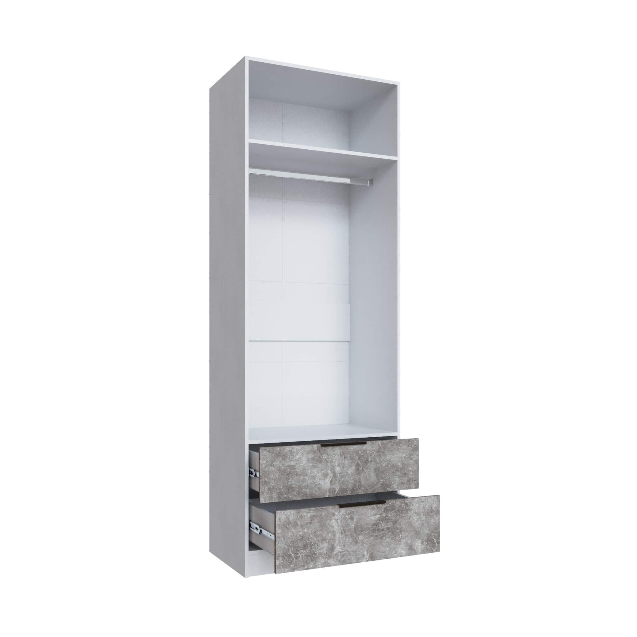 Шкаф Мадрид (0,8) с 2 ящ. без зеркала белый/ателье светлое