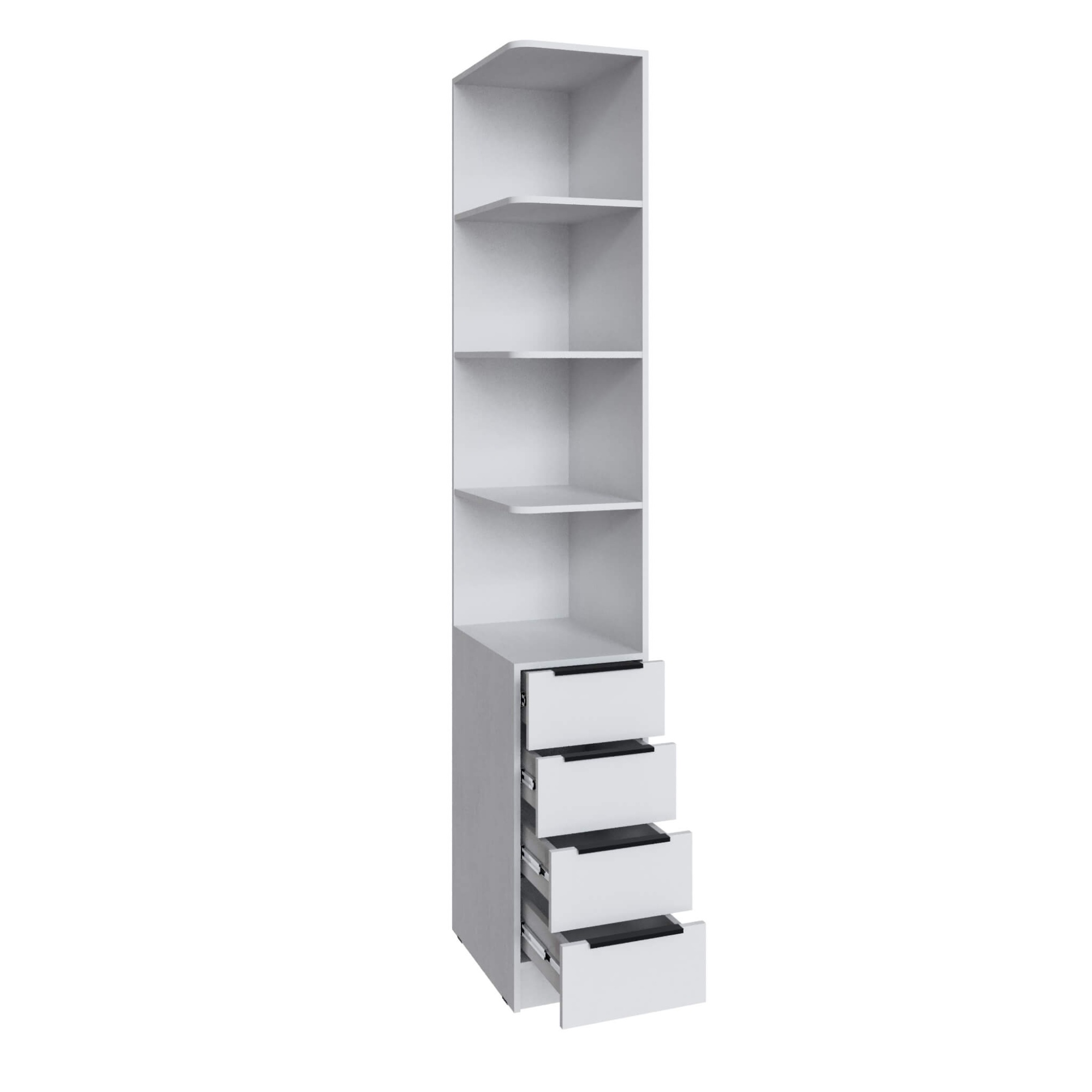 Угловое завершение Мадрид (0,35) с 4 ящ. левое белый